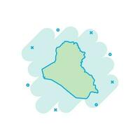 vettore cartone animato Iraq carta geografica icona nel comico stile. Iraq cartello illustrazione pittogramma. cartografia carta geografica attività commerciale spruzzo effetto concetto.