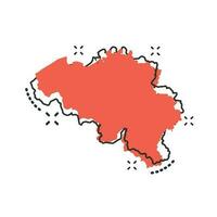 vettore cartone animato Belgio carta geografica icona nel comico stile. Belgio cartello illustrazione pittogramma. cartografia carta geografica attività commerciale spruzzo effetto concetto.