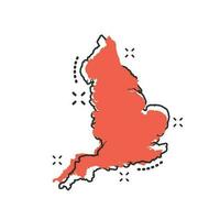 vettore cartone animato Inghilterra carta geografica icona nel comico stile. Inghilterra cartello illustrazione pittogramma. cartografia carta geografica attività commerciale spruzzo effetto concetto.