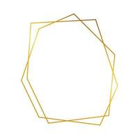 oro geometrico poligonale telaio con splendente effetti isolato su bianca sfondo. vuoto raggiante arte deco sfondo. vettore illustrazione.