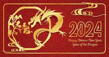 Cinese nuovo anno 2024, il anno di il Drago, vettore