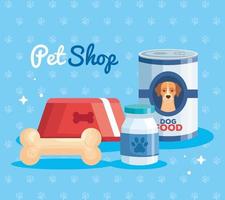 negozio di animali con set di icone per animali da cane vettore