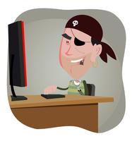 Pirata hacker dei cartoni animati vettore