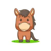 carino Marrone cavallo cartone animato isolato bianca sfondo. adorabile kawaii animale concetto design vettore illustrazione