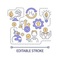 benefici di idrogeno concetto icona. ottimale energia soluzione. rinnovabile energia industria. h2 vantaggi astratto idea magro linea illustrazione. isolato schema disegno. modificabile ictus vettore