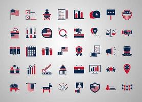 Stati Uniti elezioni campagna raccolta politica simbolo con elementi stile piatto vettore