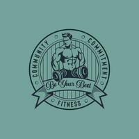 Vintage ▾ fitness uomo Palestra sport impegno logo vettore distintivo