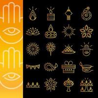 felice diwali india festival deepavali religione decorazione stile gradiente icone vector