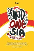 Indonesia indipendenza giorno manoscritto lettering testo vettore design. dirgahayu Indonesia traduce per Indonesia indipendenza giorno