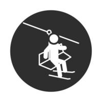 lo sciatore di sport estremi cavalca un blocco di stile di vita attivo dello skilift e un'icona piatta vettore