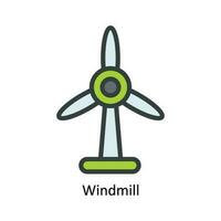 mulino a vento vettore riempire schema icona design illustrazione. natura e ecologia simbolo su bianca sfondo eps 10 file