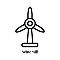 mulino a vento vettore schema icona design illustrazione. natura e ecologia simbolo su bianca sfondo eps 10 file