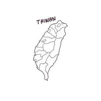 mano disegnato scarabocchio carta geografica di taiwan. vettore illustrazione