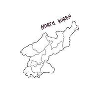 mano disegnato scarabocchio carta geografica di nord Corea. vettore illustrazione