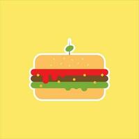 Hamburger piatto design vettore illustrazione. Rifiuto cibo e veloce cibo icona per ristorante