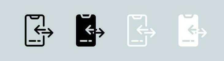file Condividere icona impostato nel nero e bianca. trasferimento documento segni vettore illustrazione.