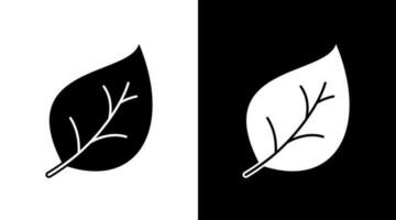 foglia eco natura nero e bianca icona design vettore