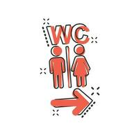 vettore cartone animato bagno, gabinetto icona nel comico stile. uomini e donne toilette cartello illustrazione pittogramma. bagno attività commerciale spruzzo effetto concetto.