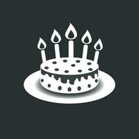 compleanno torta con ardente candele pittogramma icona. semplice pittogramma per celebrazione, marketing, Internet concetto su nero sfondo. di moda moderno vettore simbolo per ragnatela luogo design o mobile App