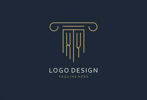 xy iniziale con pilastro forma logo disegno, creativo monogramma logo design per legge azienda vettore