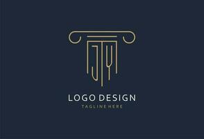 jy iniziale con pilastro forma logo disegno, creativo monogramma logo design per legge azienda vettore
