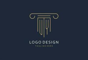 uy iniziale con pilastro forma logo disegno, creativo monogramma logo design per legge azienda vettore