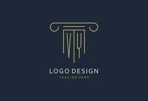vy iniziale con pilastro forma logo disegno, creativo monogramma logo design per legge azienda vettore