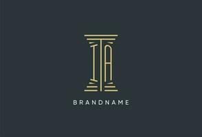 ia iniziale monogramma con pilastro forma logo design vettore