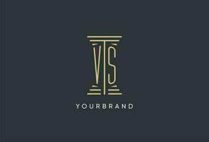 vs iniziale monogramma con pilastro forma logo design vettore