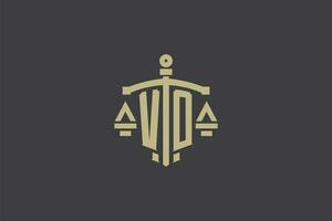 lettera vo logo per legge ufficio e procuratore con creativo scala e spada icona design vettore
