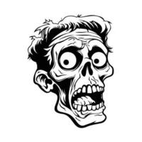 pauroso zombie cartone animato, orrore concetto, panico colpito zombie icona vettore