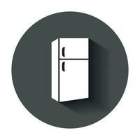 frigo frigorifero vettore icona nel piatto stile. frig congelatore illustrazione con lungo ombra. frigorifero attività commerciale concetto.