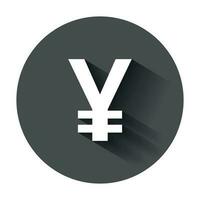 yen, yuan i soldi moneta vettore icona nel piatto stile. yen simbolo illustrazione con lungo ombra. Asia i soldi attività commerciale concetto.