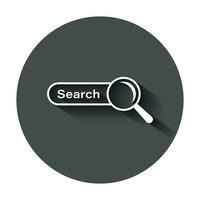 ricerca bar vettore ui elemento icona nel piatto stile. ricerca sito web modulo illustrazione campo. trova ricerca attività commerciale concetto con lungo ombra.