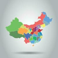 Cina carta geografica con Provincia regione. piatto vettore illustrazione su isolato sfondo