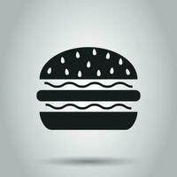 hamburger veloce cibo piatto vettore icona. Hamburger simbolo logo illustrazione. attività commerciale concetto semplice piatto pittogramma su isolato sfondo.