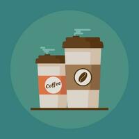 caffè tazza con caffè fagioli su blu sfondo. piatto vettore illustrazione