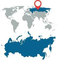 dettagliato carta geografica di Russia, russo federazione e mondo carta geografica navigazione impostare. piatto vettore illustrazione.