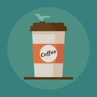 caffè tazza icona con testo caffè su blu sfondo. piatto vettore illustrazione