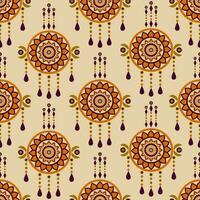 etnico astratto fiore arte. senza soluzione di continuità modello nel tribale, popolare ricamo, e messicano stile. azteco geometrico arte ornamento print.design per tappeto, sfondo, vestiario, avvolgere, tessuto, coperchio, tessile vettore