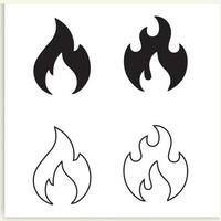 fuoco icona collezione. fuoco fiamma simbolo. falò silhouette logotipo. fiamme simboli impostato piatto stile, vettore. vettore