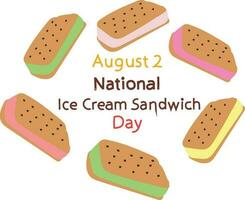 nazionale ghiaccio crema Sandwich giorno agosto 2 vettore