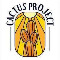 cactus progetto avventura distintivo t per maglietta disegni capi di abbigliamento e logo marca, estate deserto logo cartello illustrazione vettore