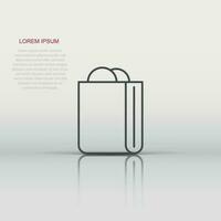 icona della borsa della spesa in stile piatto. borsa segno illustrazione vettoriale su sfondo bianco isolato. concetto di business del pacchetto.