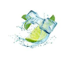 Mojito o limonata bere. turbine spruzzo con lime vettore