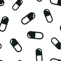 capsula pillole tavoletta icona senza soluzione di continuità modello sfondo. attività commerciale concetto vettore illustrazione. capsula e droga simbolo modello.