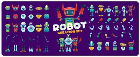 robot creazione kit, cyborg personaggio costruttore vettore