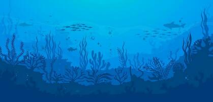 cartone animato subacqueo mare paesaggio, silhouette vettore