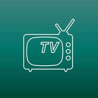 tv icona vettore illustrazione nel linea stile su verde sfondo. televisione simbolo per ragnatela luogo disegno, logo, app, ui.