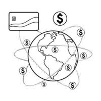 globale economico Rete vettore illustrazione. mondo economia o globale finanziario carta geografica concetto. internazionale attività commerciale. ragnatela bandiera disposizione modello. modificabile ictus.